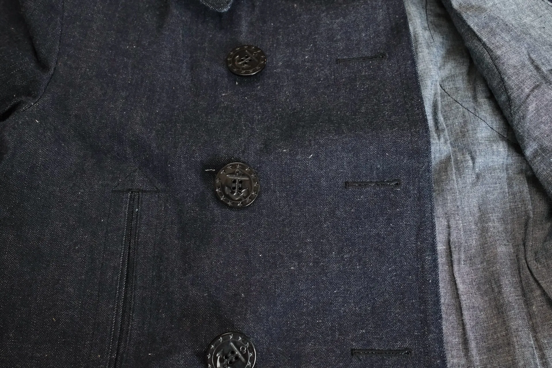 Warehouse Indigo Dyed Denim "WWI Style 13 Stars" Pea Coat