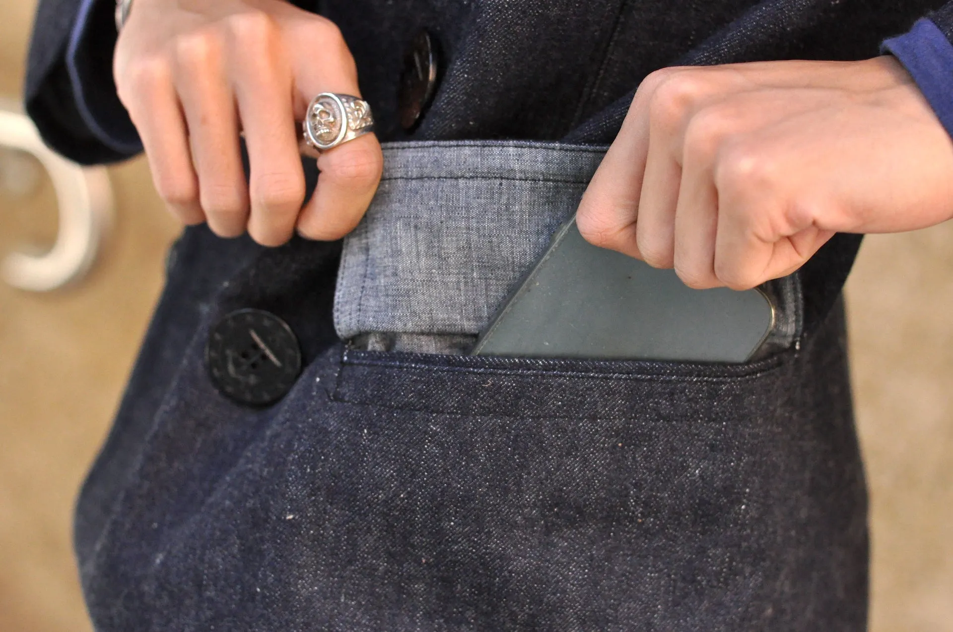 Warehouse Indigo Dyed Denim "WWI Style 13 Stars" Pea Coat