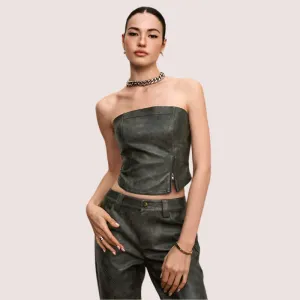 Washed Leather Bandeau / Trouser