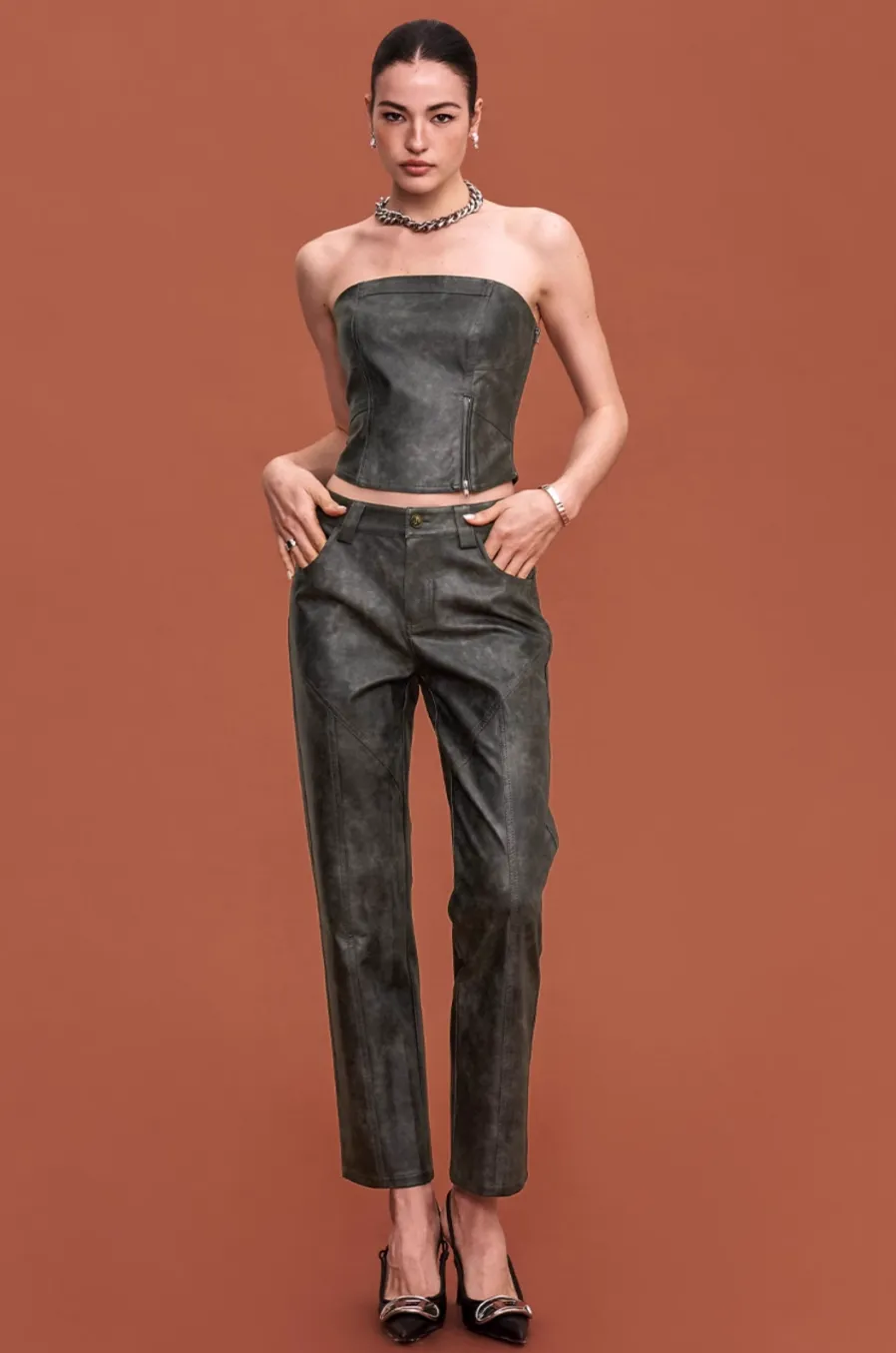 Washed Leather Bandeau / Trouser