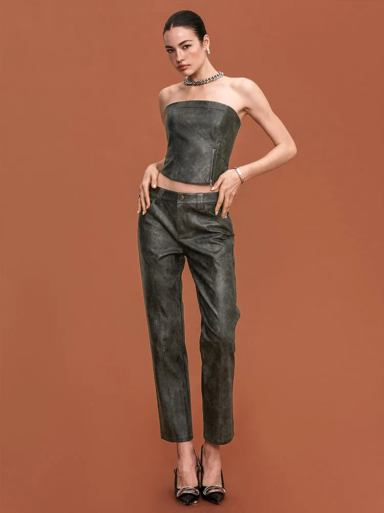Washed Leather Bandeau / Trouser