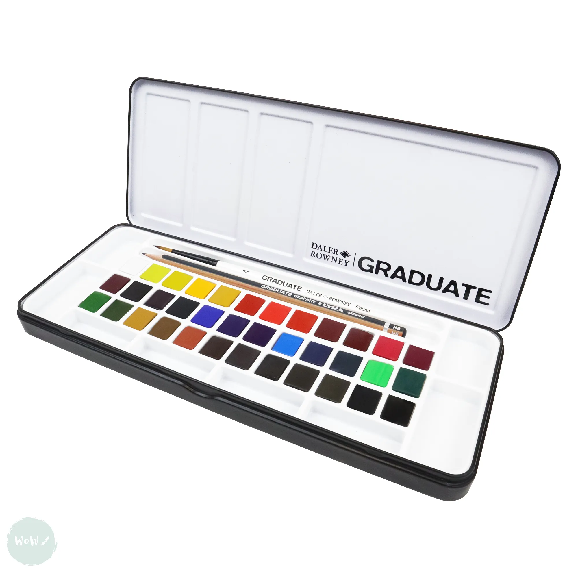 Watercolour Paint Sets - Daler Rowney - GRADUATE - 36 Half Pan  - with Brush & Pencil