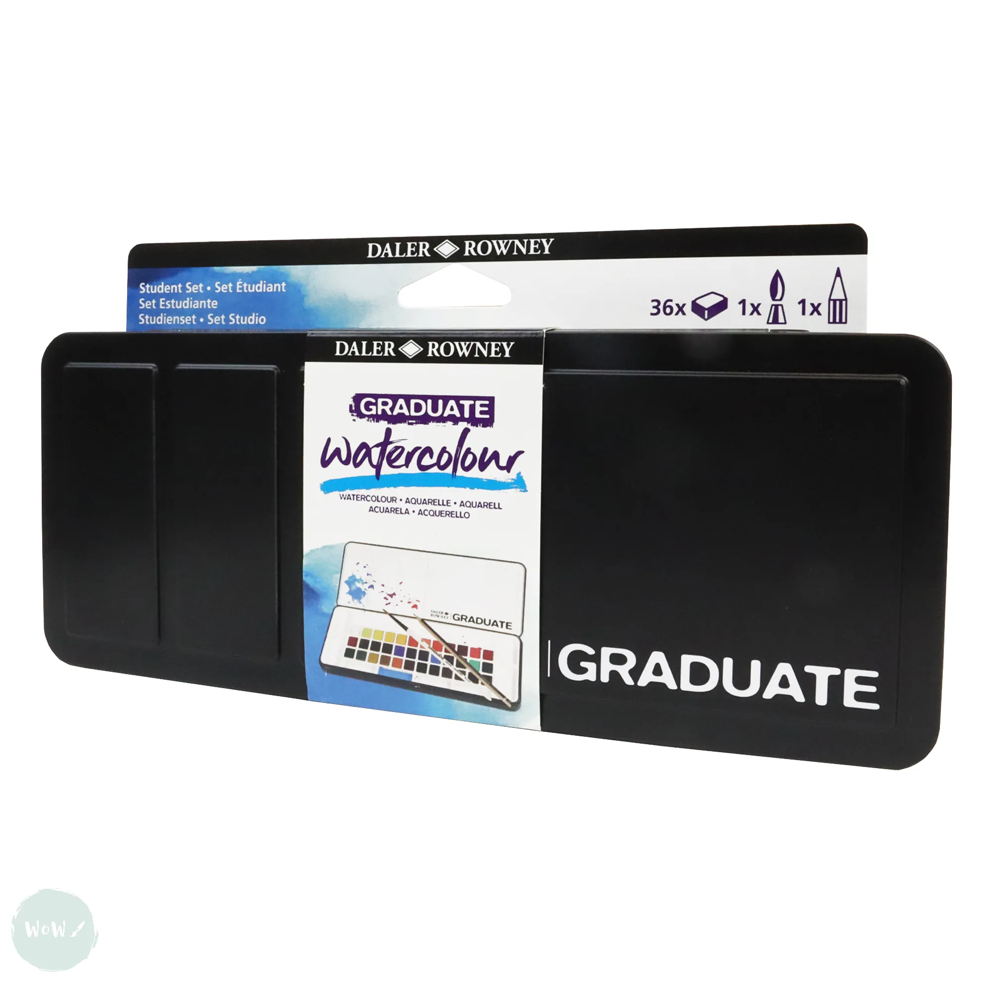 Watercolour Paint Sets - Daler Rowney - GRADUATE - 36 Half Pan  - with Brush & Pencil