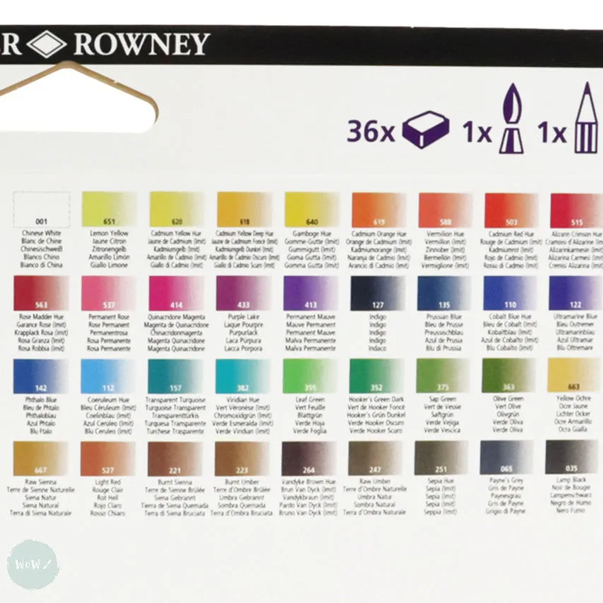 Watercolour Paint Sets - Daler Rowney - GRADUATE - 36 Half Pan  - with Brush & Pencil