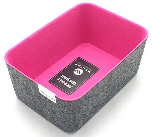 Welaxy Felt Storage bin Desktop Organizer Bins Drawer Organizer bin Drawers Divider Box (Rose red, 1)