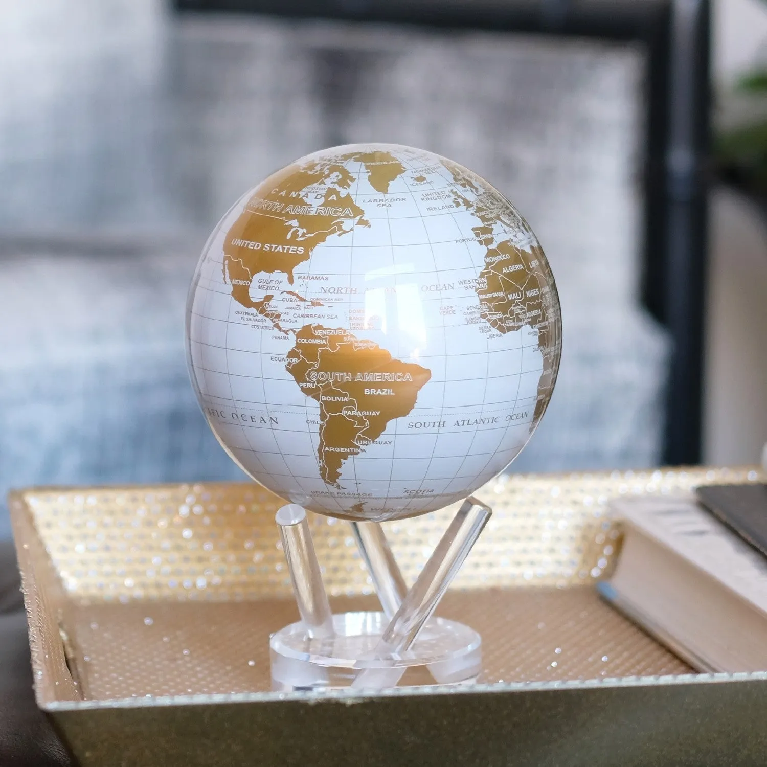 WHITE AND GOLD MOVA GLOBE 4.5"
