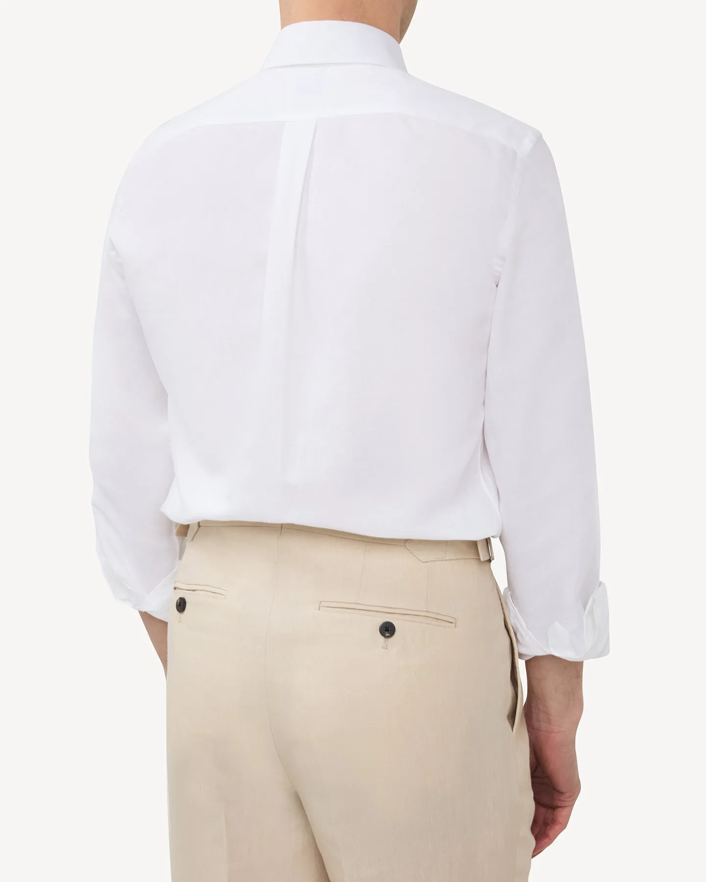 White Cotton Linen Button Down Shirt