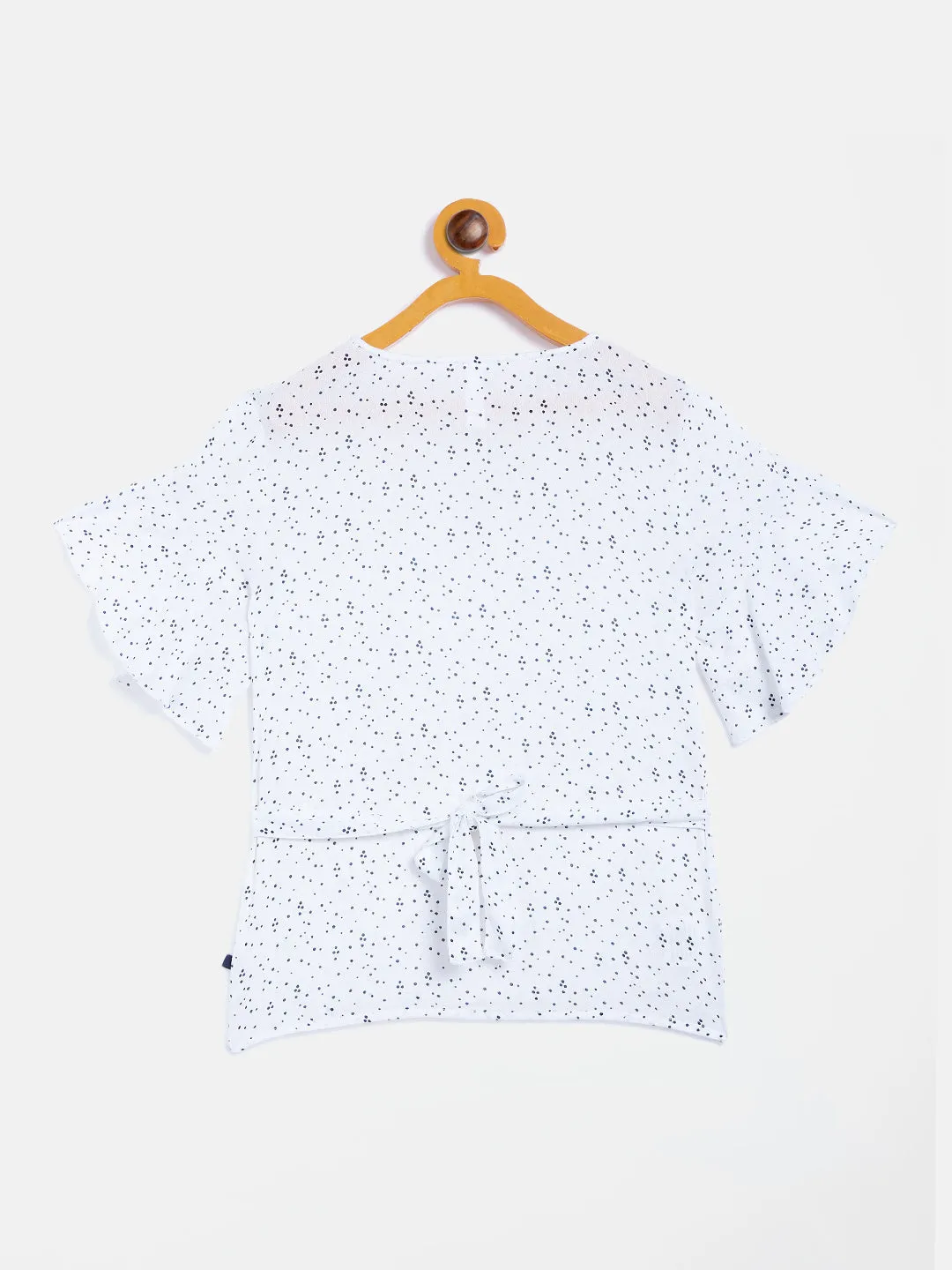 White Printed Flared SleeveTop