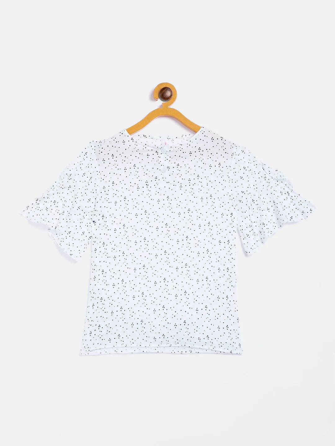 White Printed Flared SleeveTop