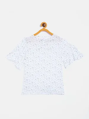 White Printed Flared SleeveTop