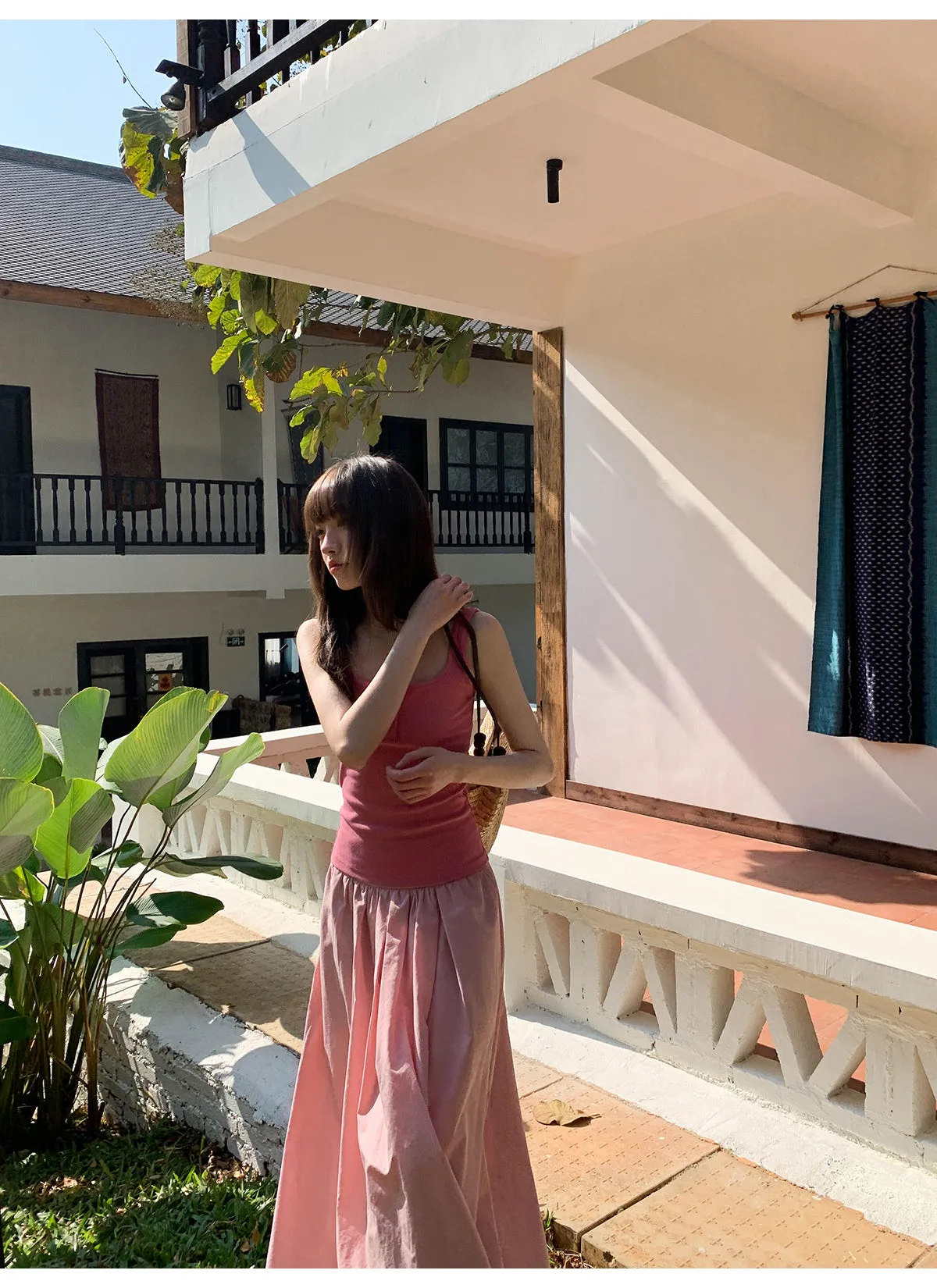 Wide waist swing A-line skirt