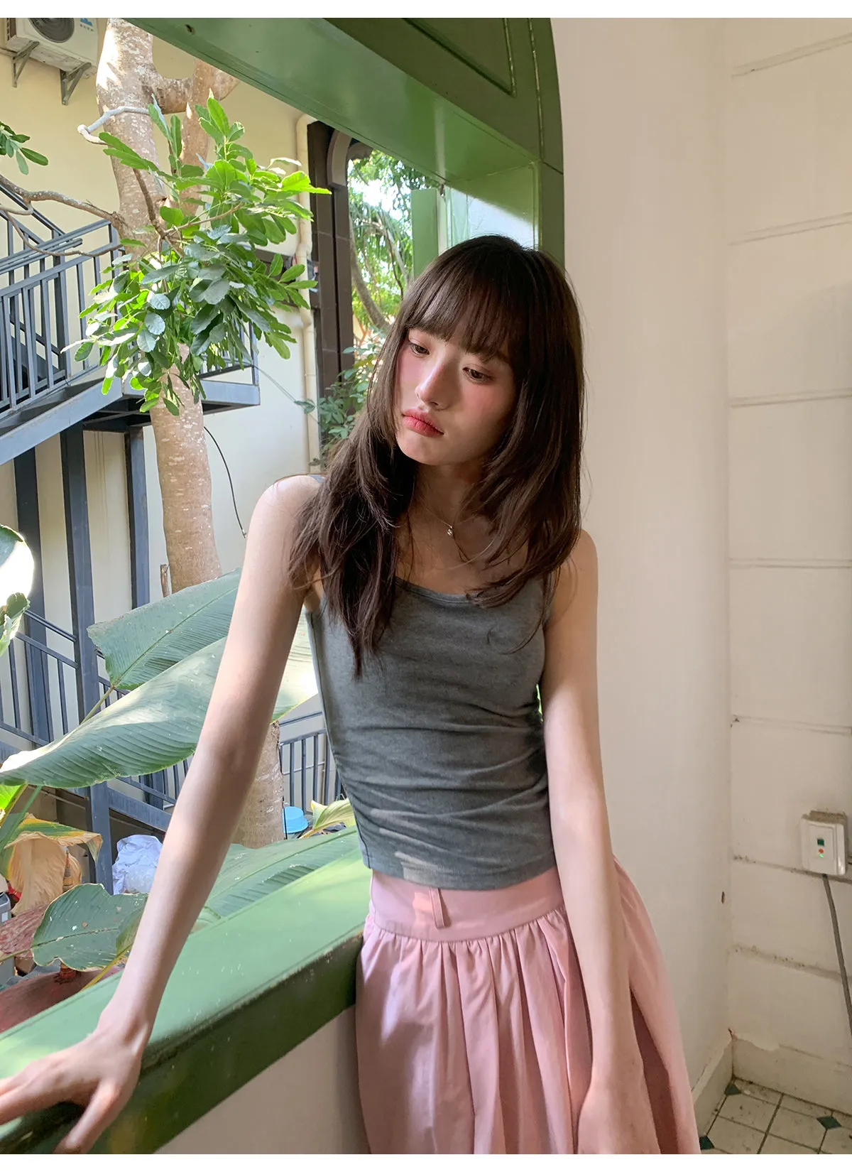Wide waist swing A-line skirt