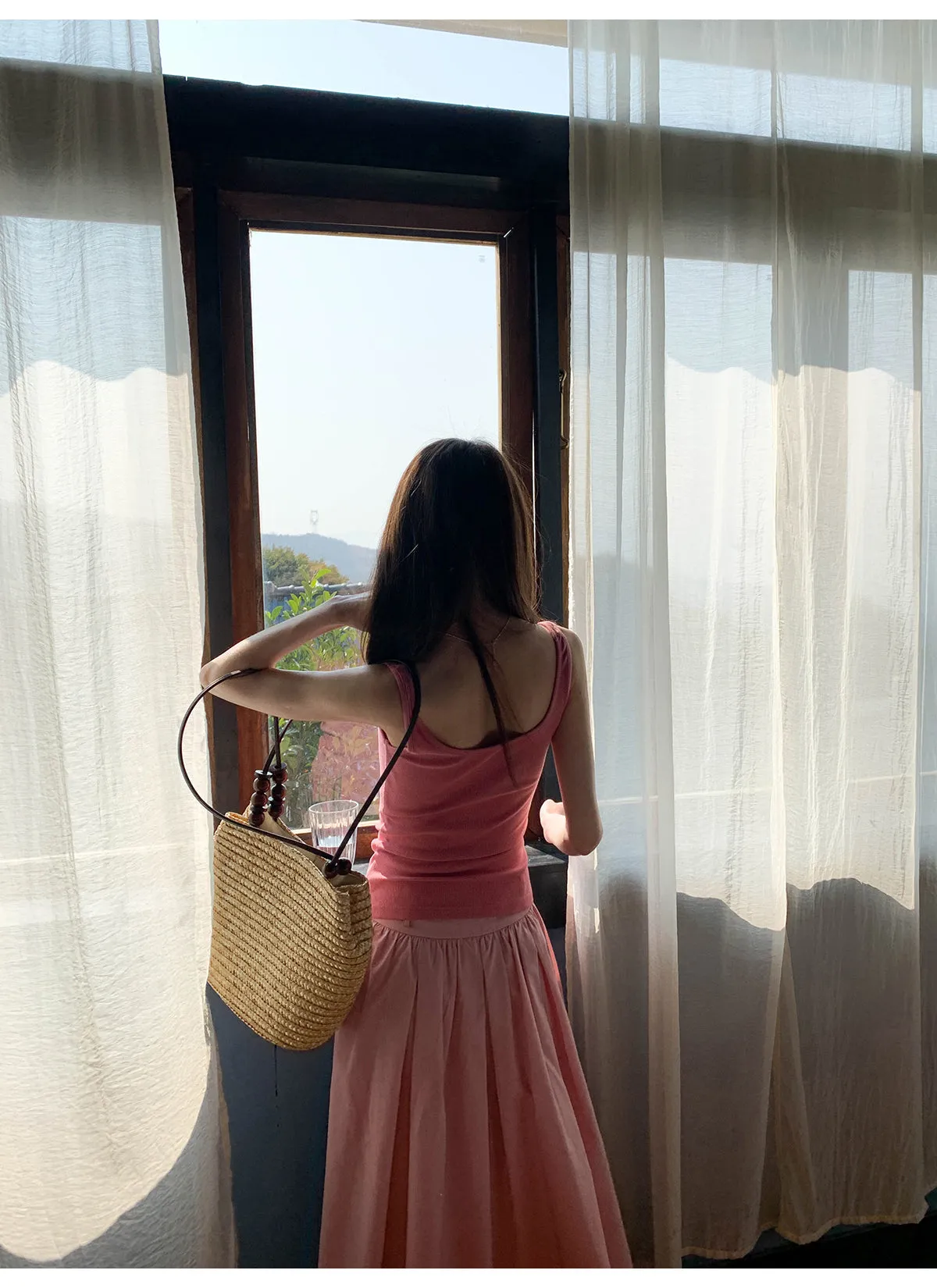 Wide waist swing A-line skirt
