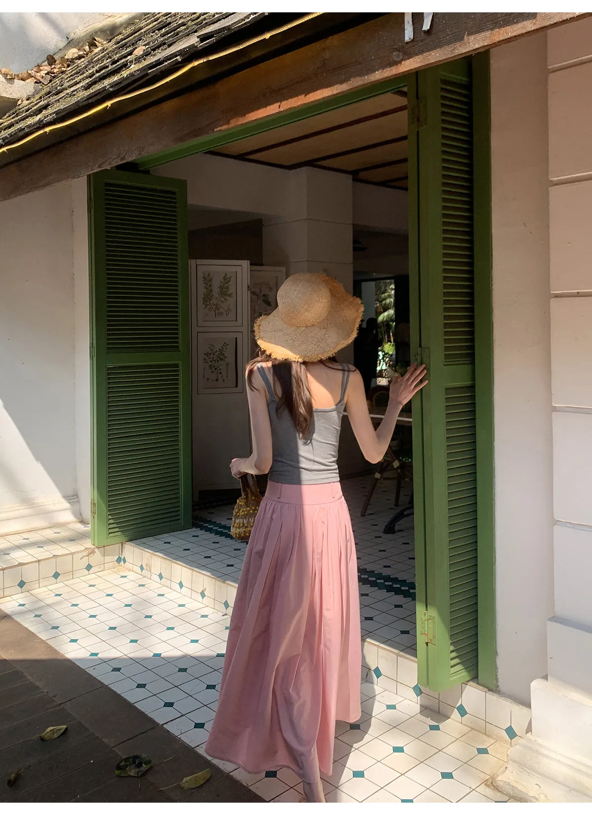 Wide waist swing A-line skirt