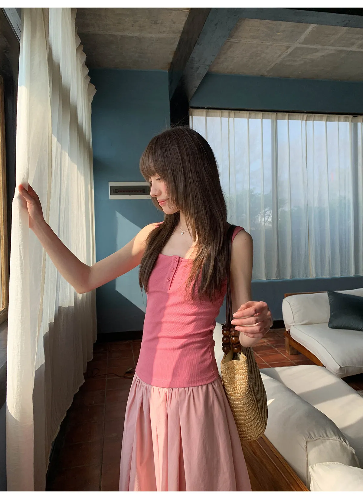 Wide waist swing A-line skirt