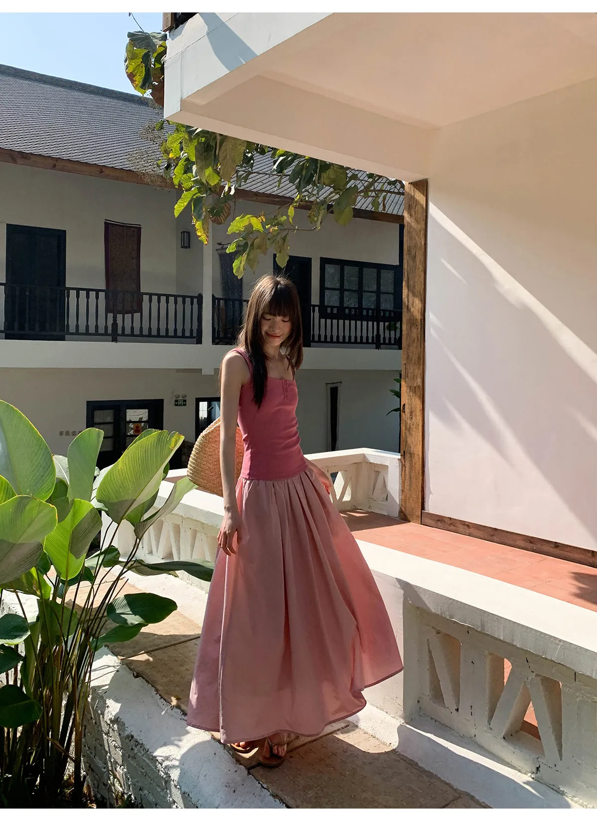 Wide waist swing A-line skirt