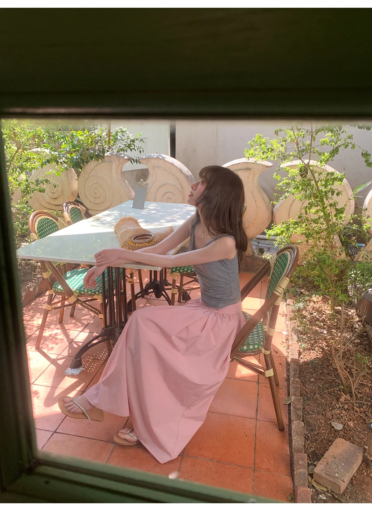 Wide waist swing A-line skirt