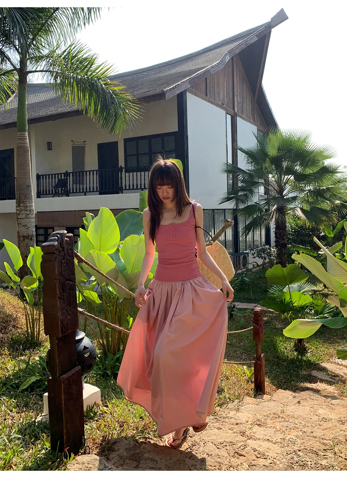Wide waist swing A-line skirt