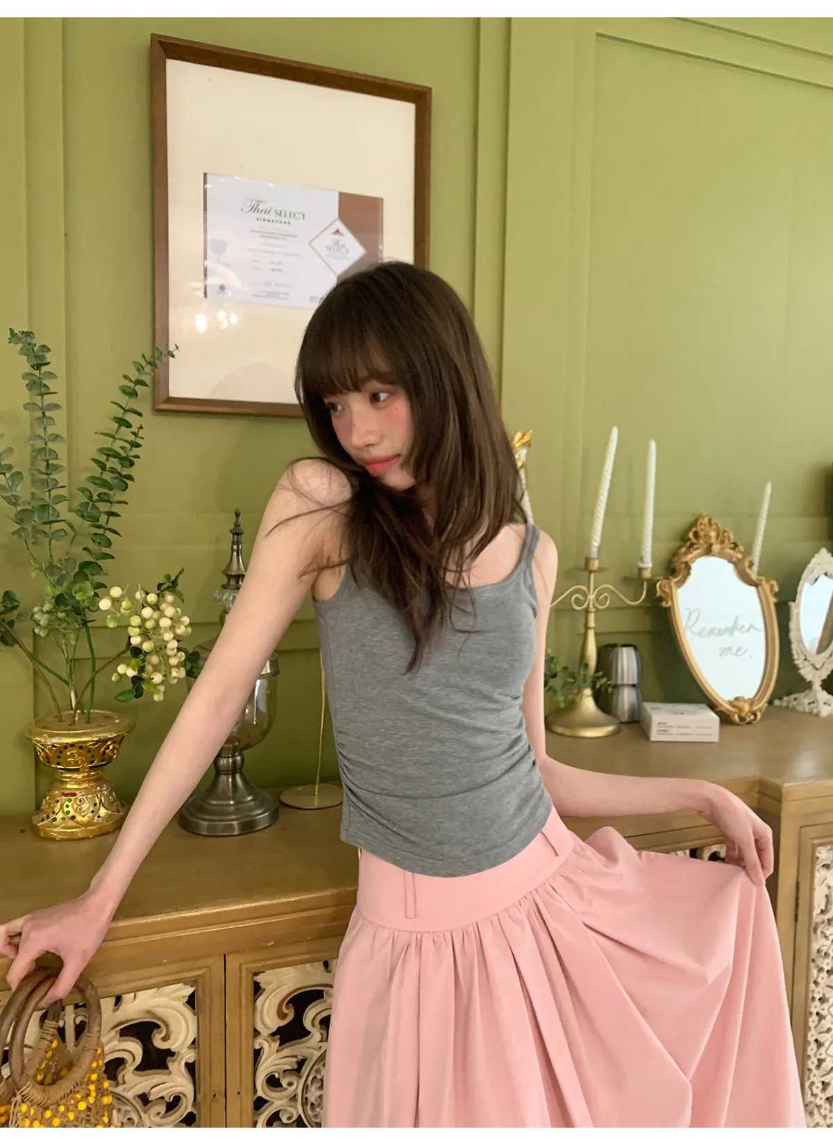 Wide waist swing A-line skirt