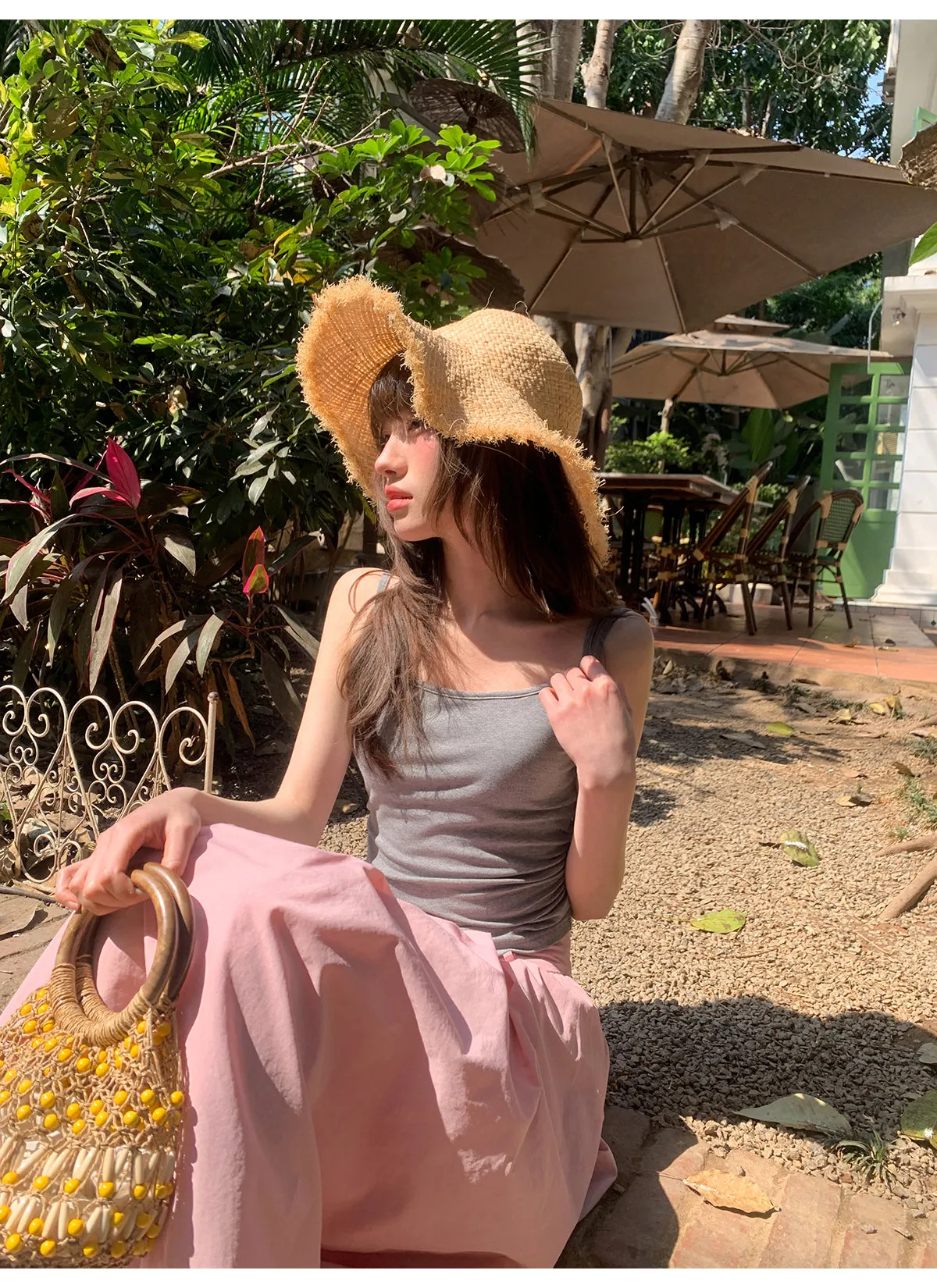 Wide waist swing A-line skirt