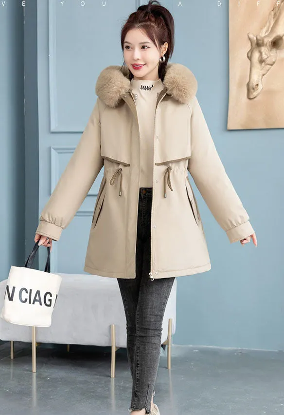 Windproof 3-in-1 Hip-length Pea Coat with Stain-resistant Fabric