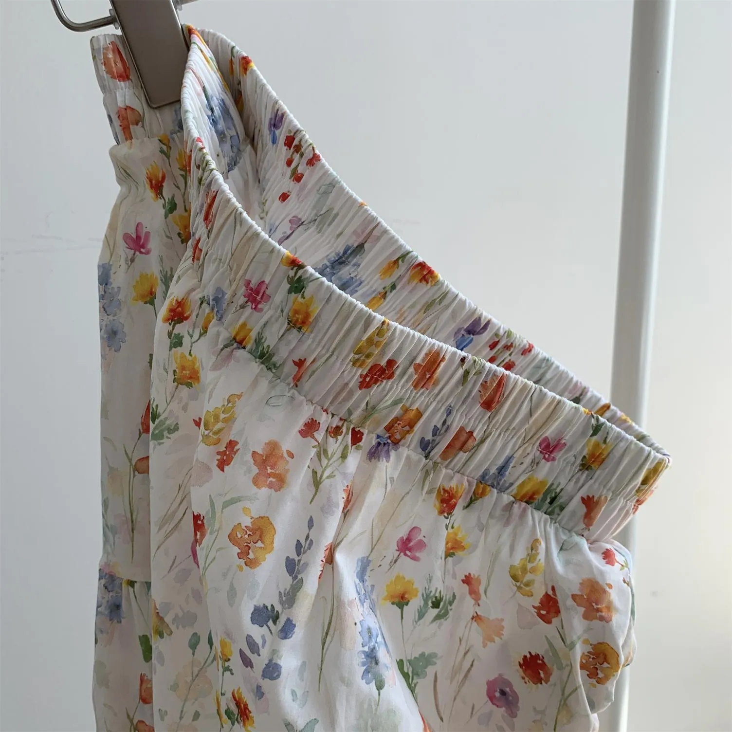 Women's A-Line Floral Print Skirt with Elastic Waist