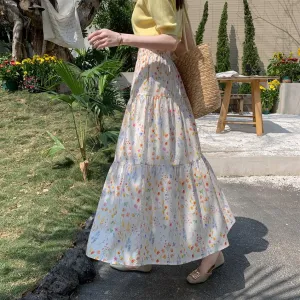 Women's A-Line Floral Print Skirt with Elastic Waist