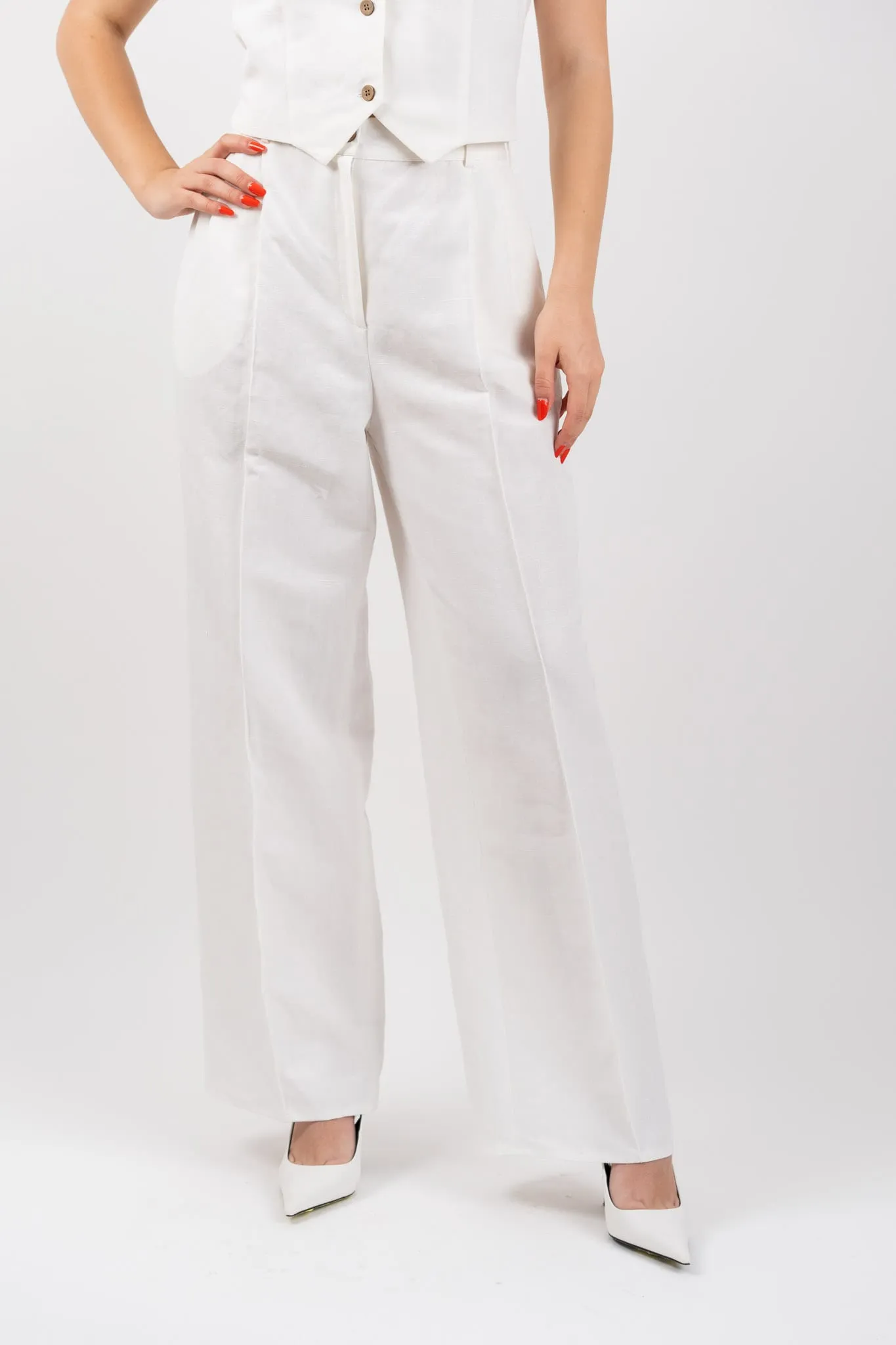 Women's Figa Linen Trousers White