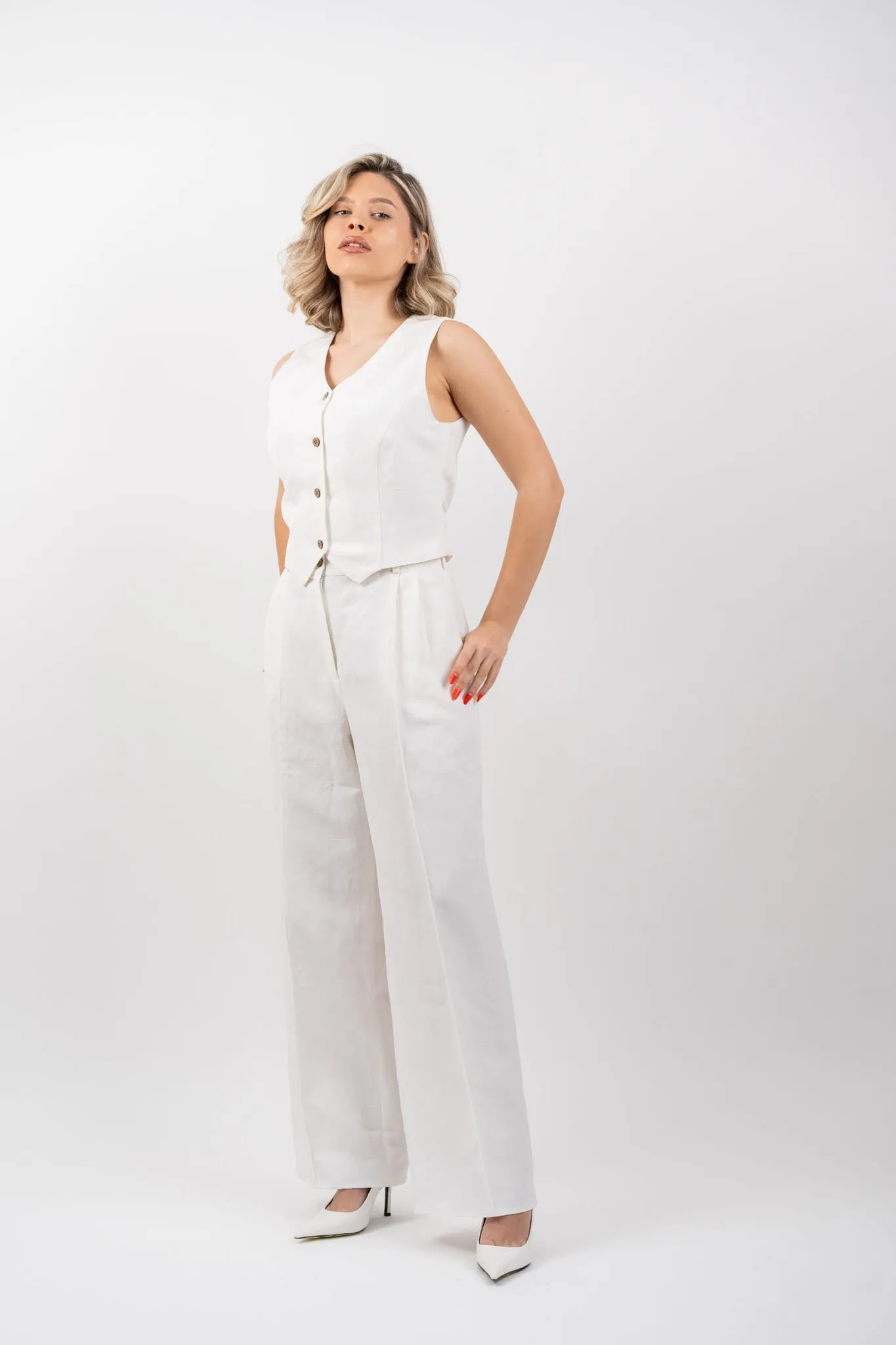 Women's Figa Linen Trousers White