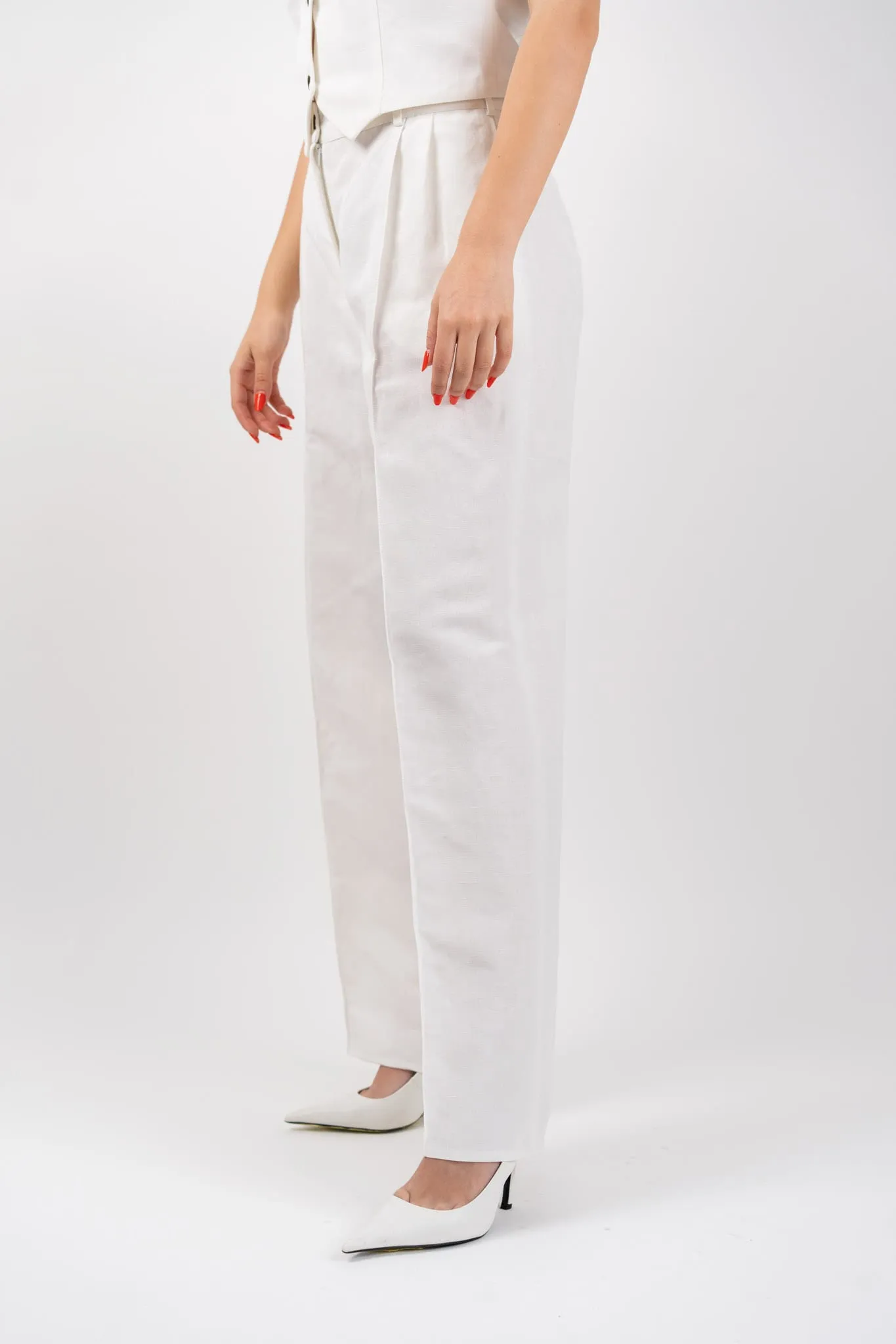 Women's Figa Linen Trousers White