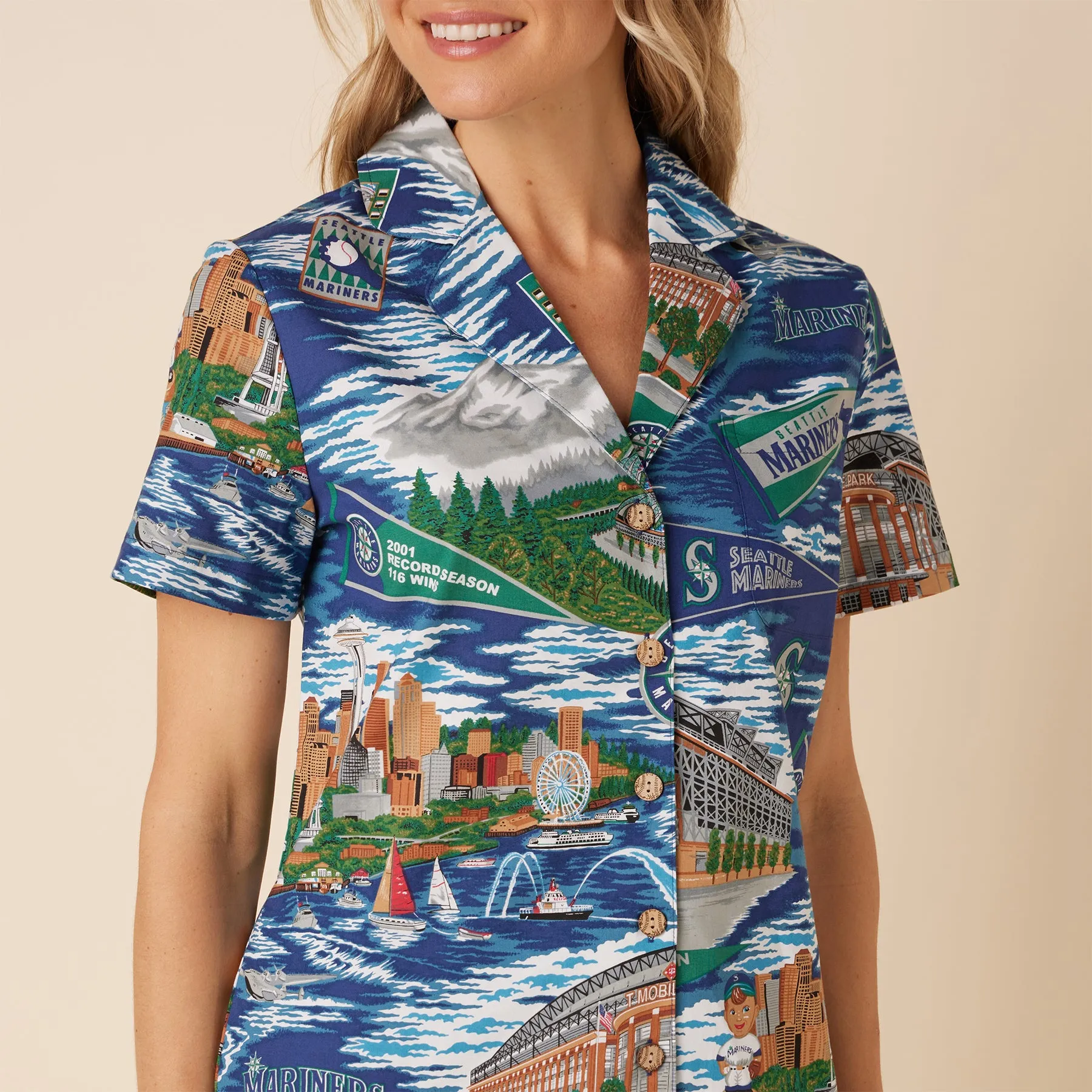 WOMEN'S SEATTLE MARINERS SCENIC CAMP SHIRT