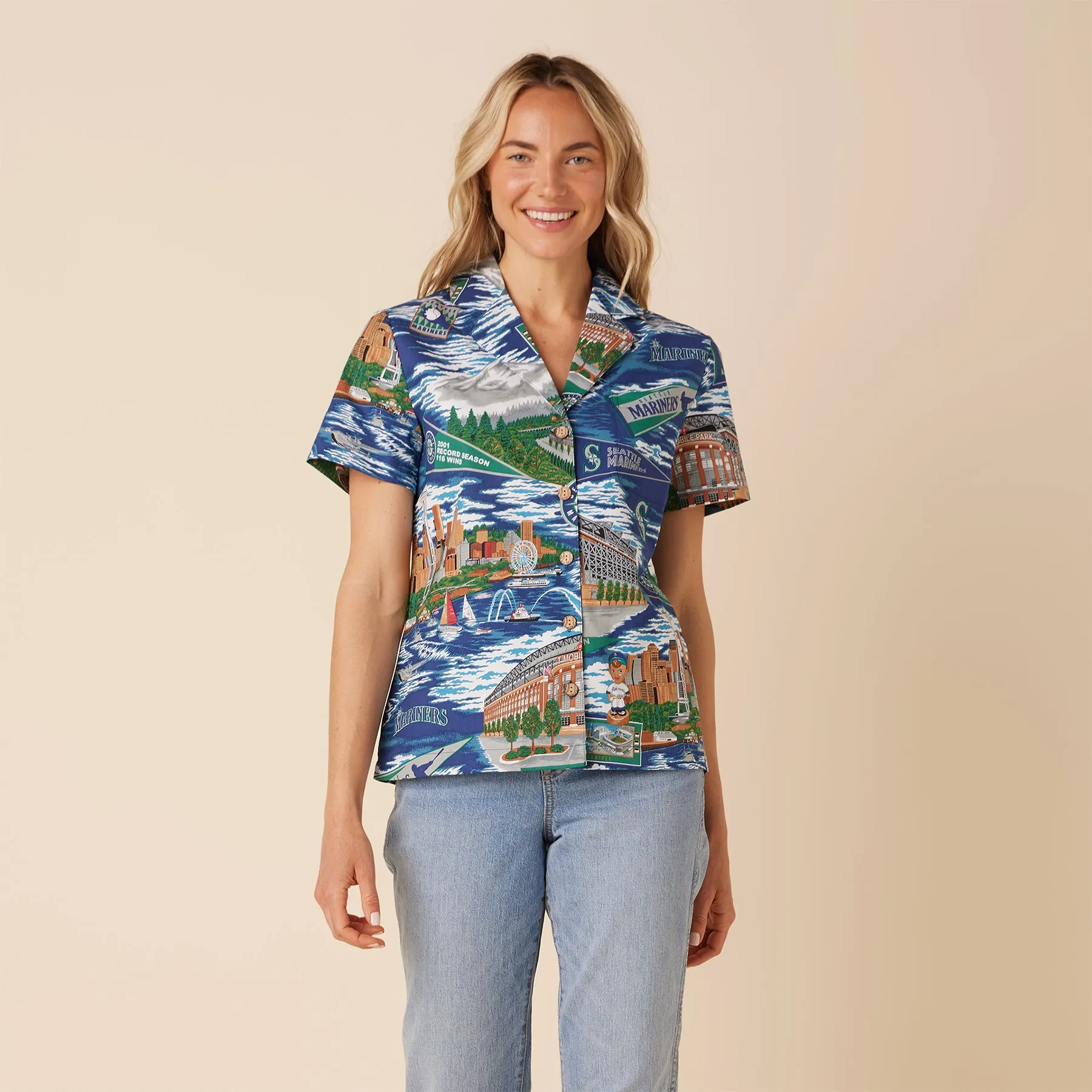 WOMEN'S SEATTLE MARINERS SCENIC CAMP SHIRT
