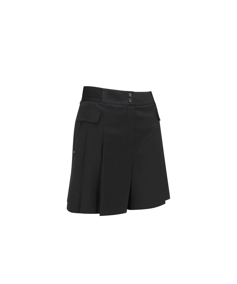 Women's SM Pleated Half Pants - Black