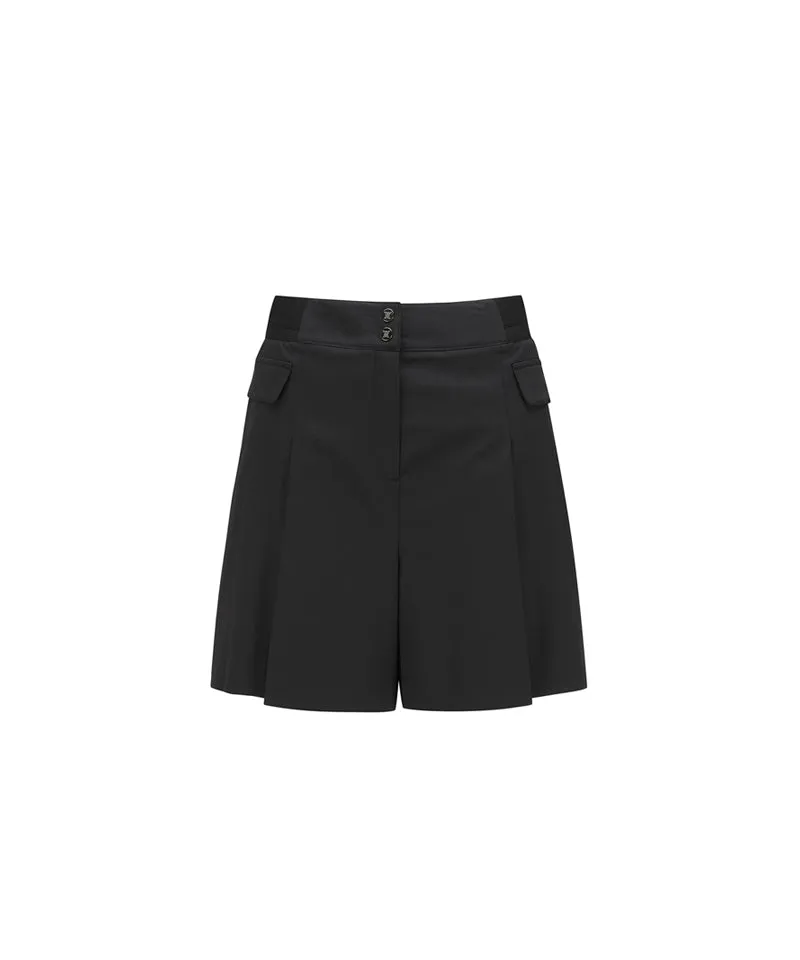 Women's SM Pleated Half Pants - Black