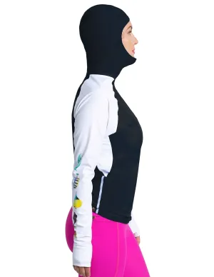 Women's Snorkel Hoodie Rash Guard - Hawaii Fish ID - Black