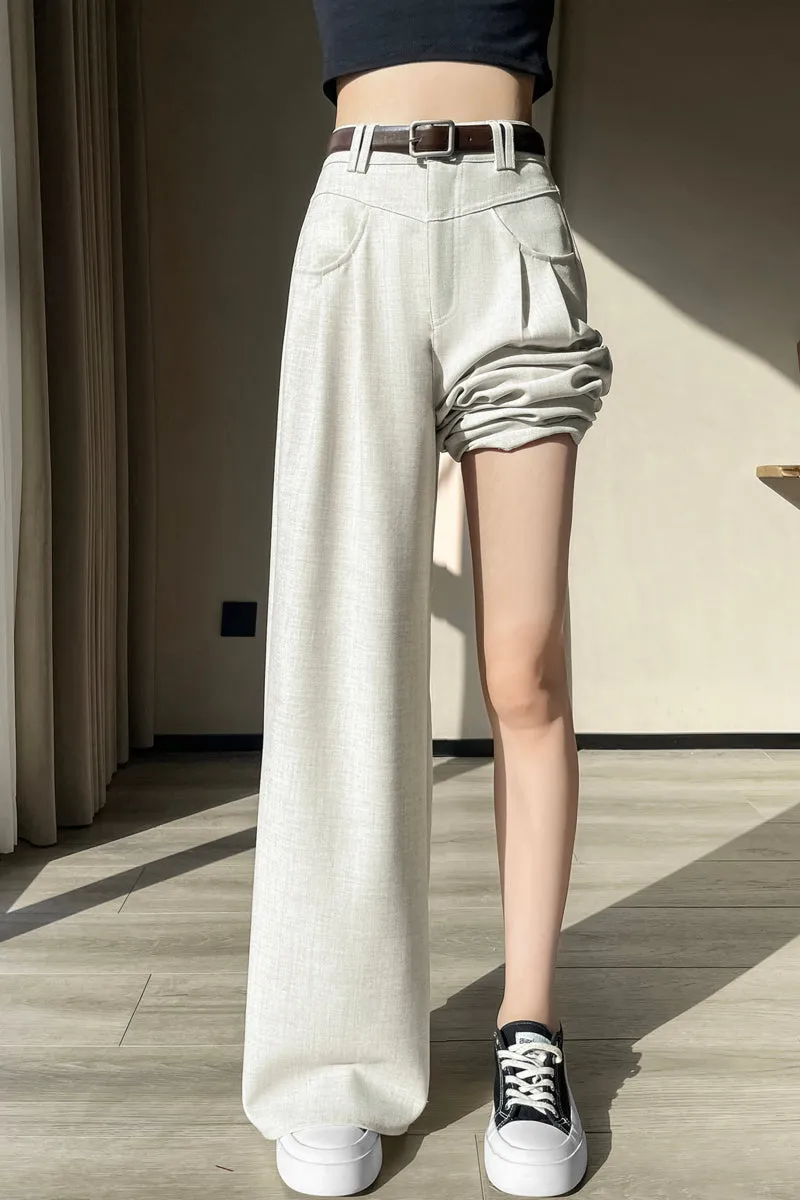 Women's Solid Wide-Leg Pleated Trousers for a Chic Look