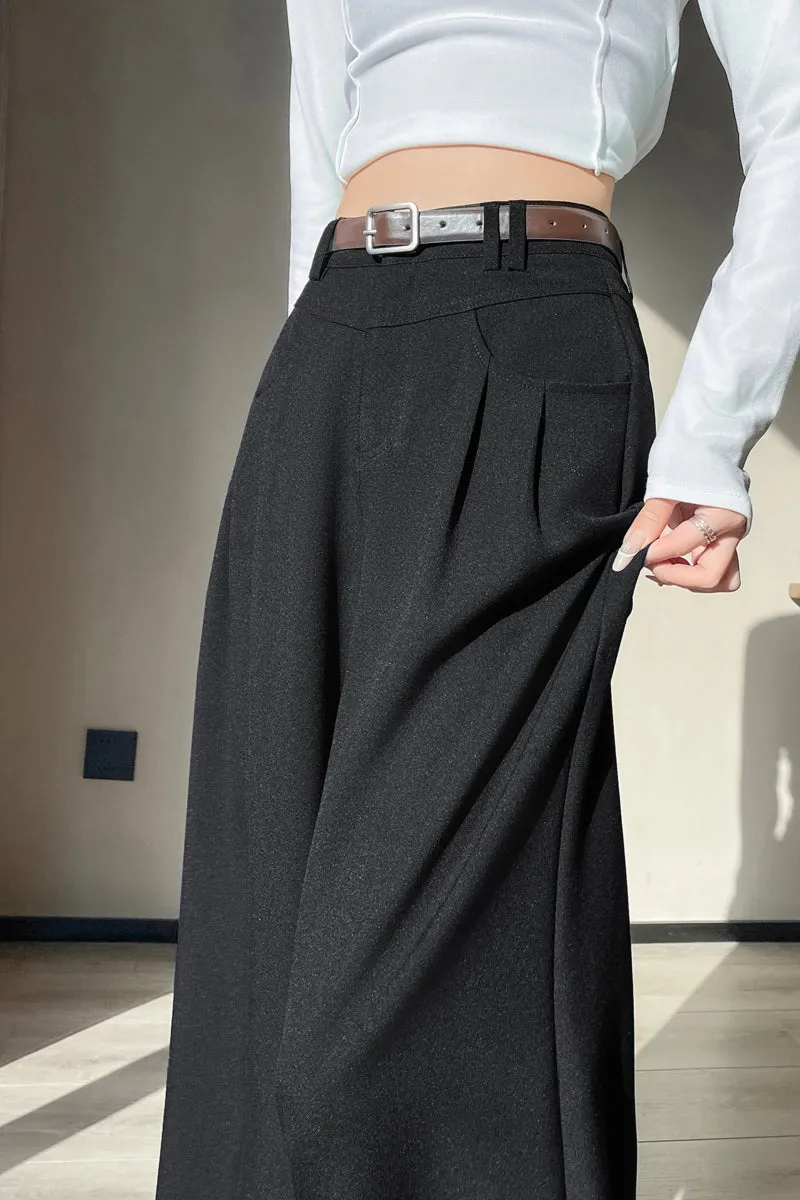 Women's Solid Wide-Leg Pleated Trousers for a Chic Look
