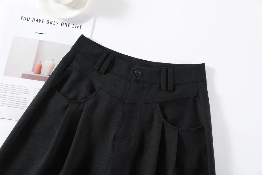 Women's Solid Wide-Leg Pleated Trousers for a Chic Look