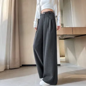 Women's Solid Wide-Leg Pleated Trousers for a Chic Look