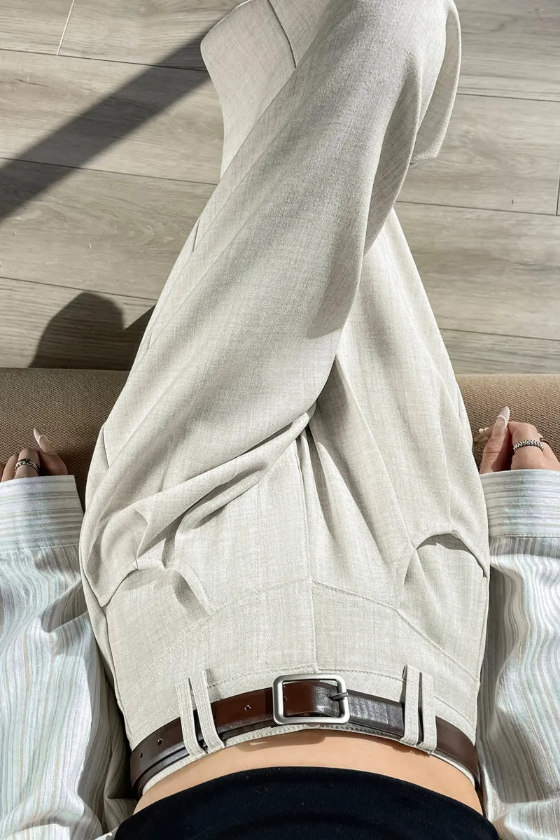 Women's Solid Wide-Leg Pleated Trousers for a Chic Look