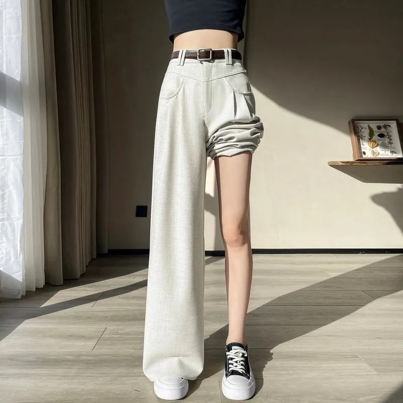 Women's Solid Wide-Leg Pleated Trousers for a Chic Look
