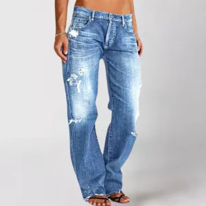 Women's wide-leg denim jeans