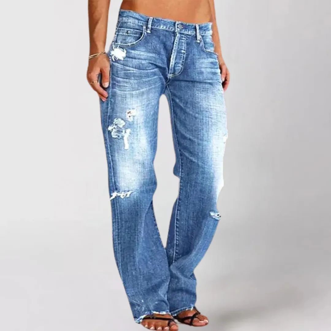 Women's wide-leg denim jeans