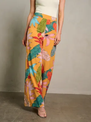 WOMEN'S ZIP UP LEAF PRINT WIDE LEG PANTS