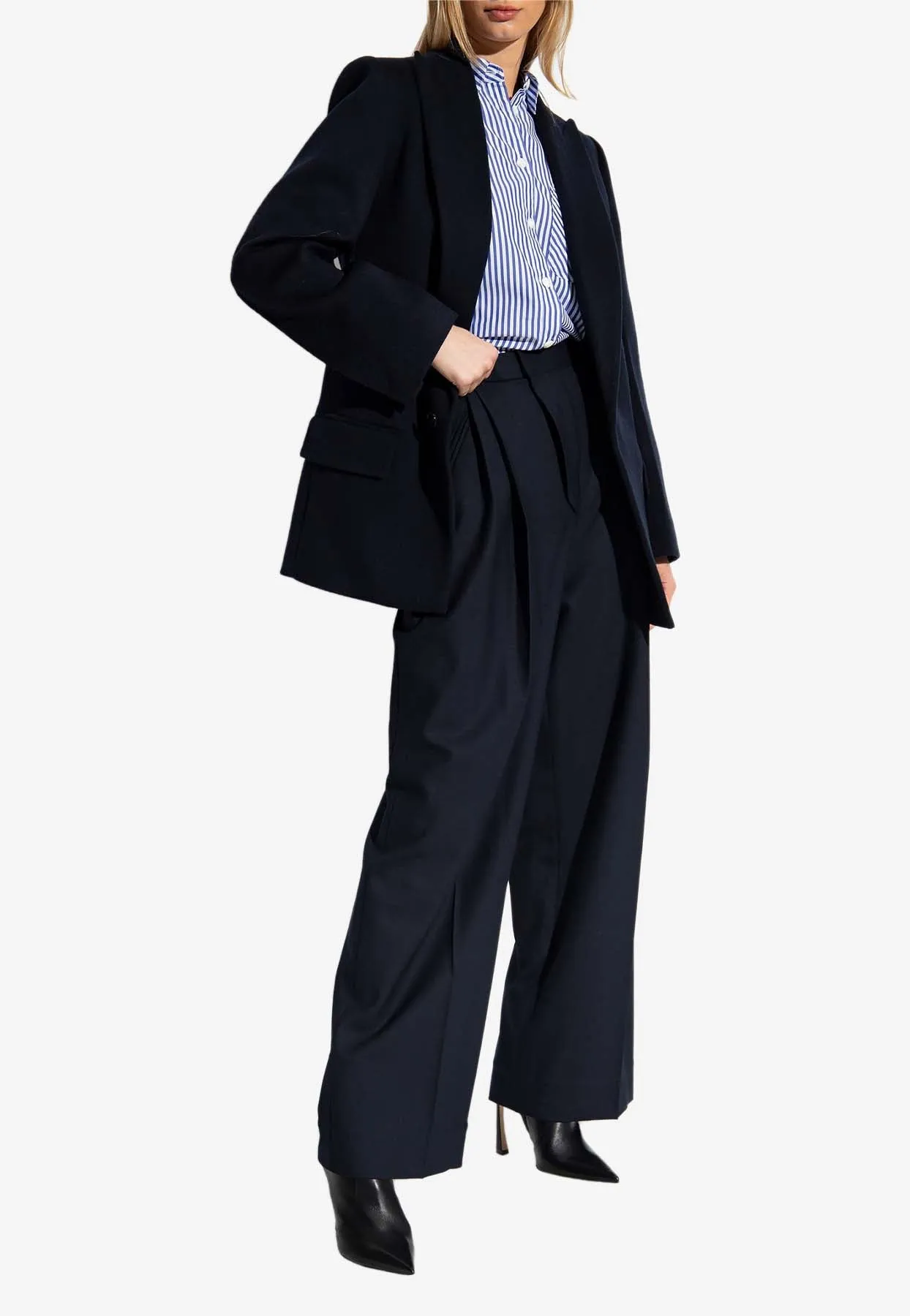 Wool-Blend Tailored Pants