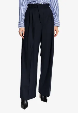 Wool-Blend Tailored Pants