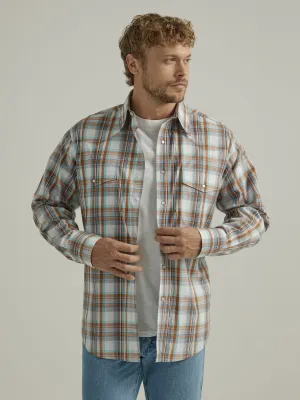Wrangler Men's Classic Fit Wrinkle Resist Brown Snap Plaid Shirt