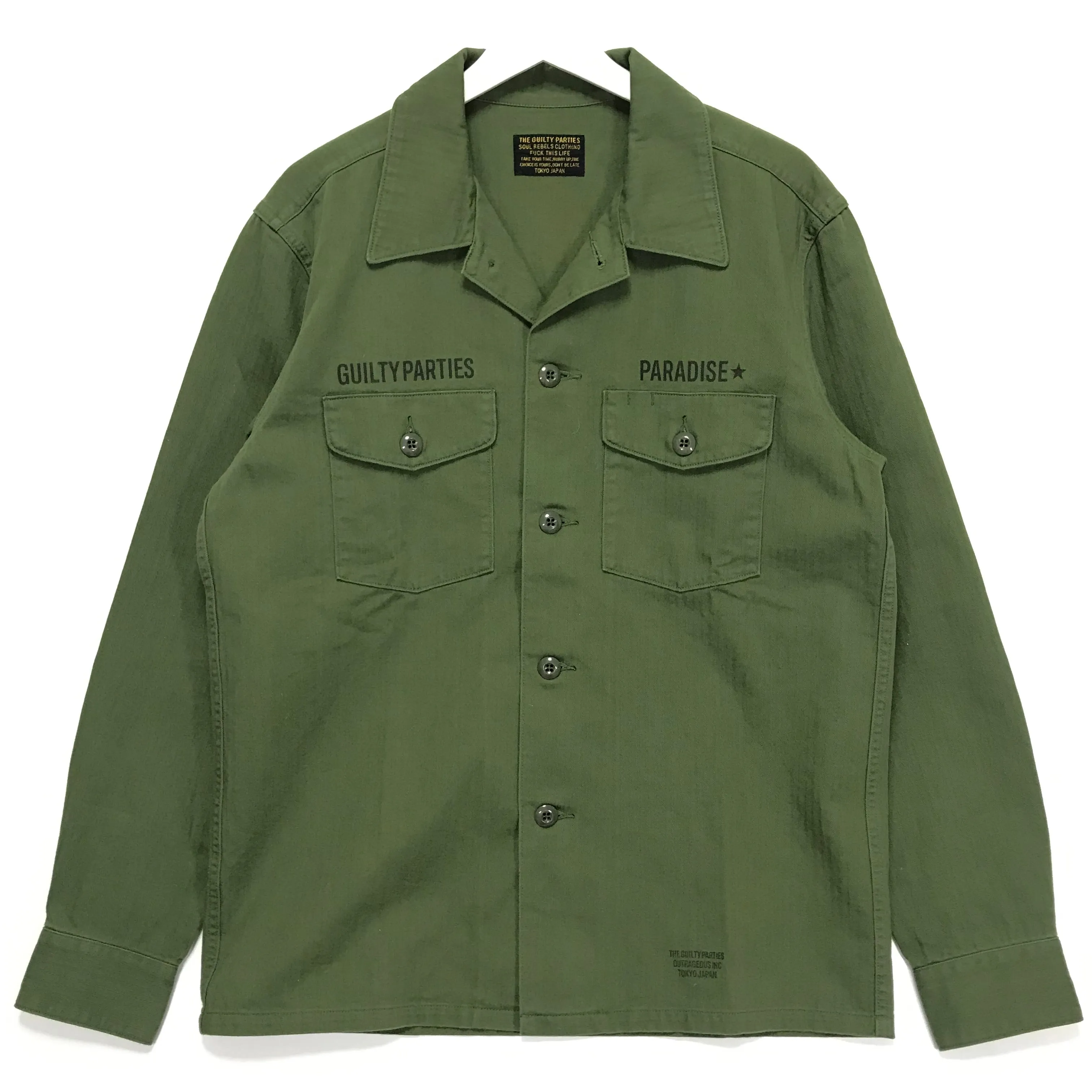 [XL]  Wacko Maria Guilty Parties Paradise Herringbone Cotton BDU Shirt