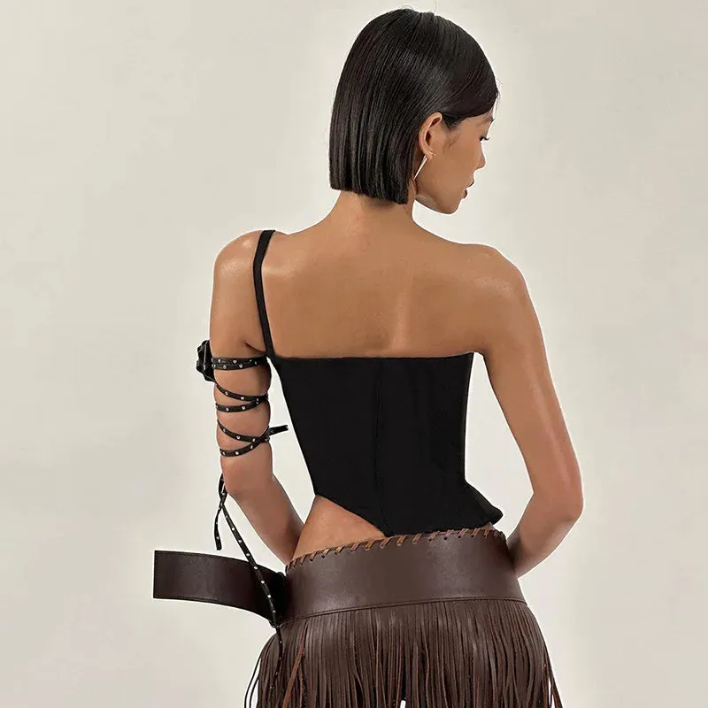 Y2K Asymmetric Corset Top