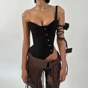 Y2K Asymmetric Corset Top